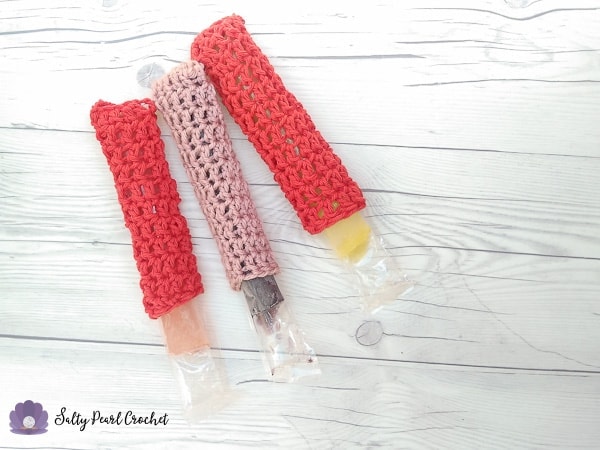 These quick and easy crocheted ice pop socks keep little fingers clean, warm, and dry!