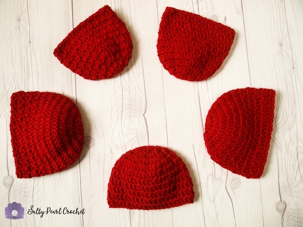 Five of the Apple Crisp Crochet Hats I made for Little Hats Big Hearts this year.