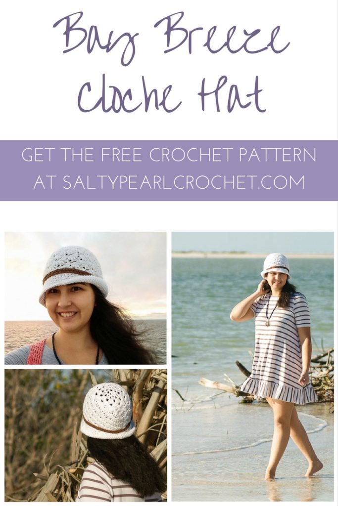 Get the free Bay Breeze Cloche hat pattern on SaltyPearlCrochet.com!