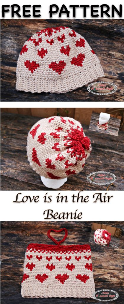 Love is in the Air Beanie - Free Valentine Crochet Pattern Collection compiled by Salty Pearl Crochet