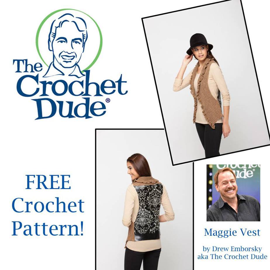 Maggie Vest by the Crochet Dude - part of a boho crochet vest pattern collection curated by SaltyPearlCrochet.com.