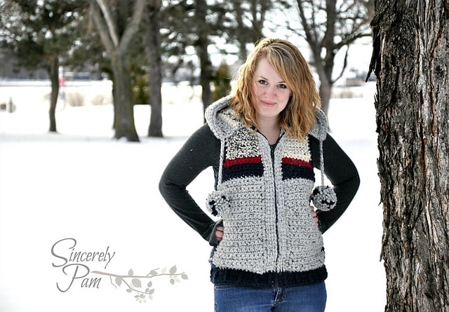 Marek Vest by Sincerely Pam - part of a boho crochet vest pattern collection curated by SaltyPearlCrochet.com.