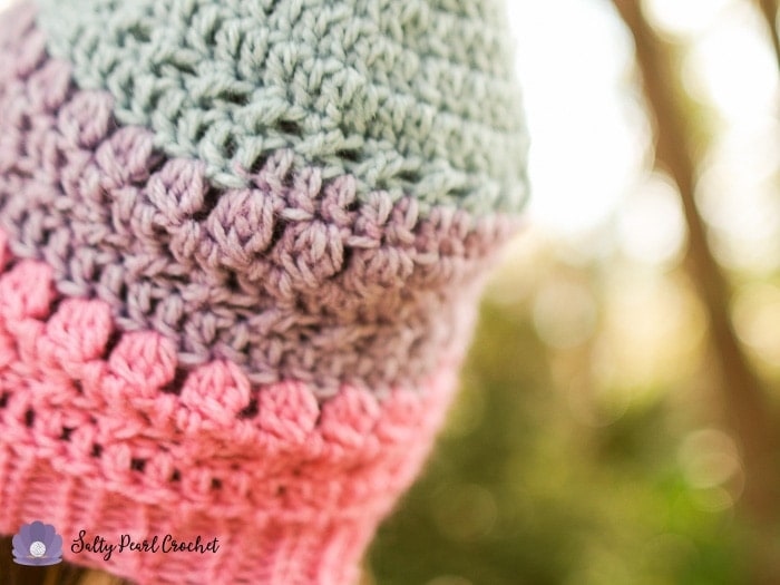 Find the free textured crochet beanie pattern for the XO Textured Toque on SaltyPearlCrochet.com!