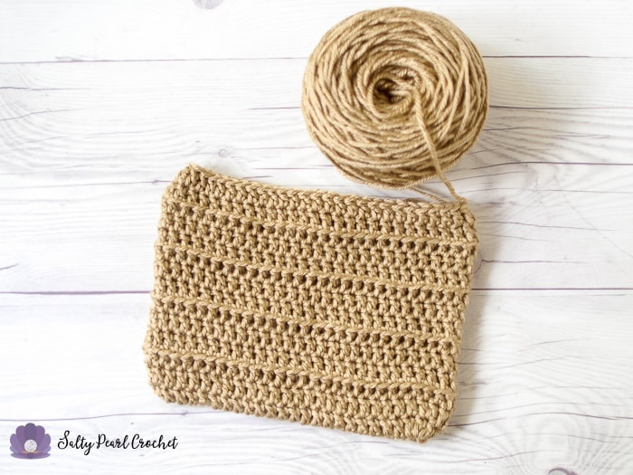 The base layer of the Crochet Fringe Clutch purse, before the edging and trim.