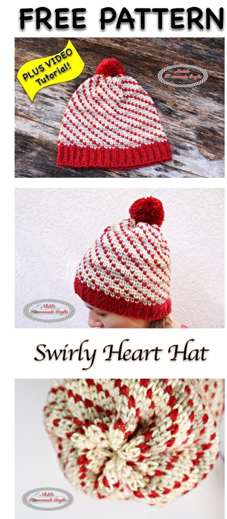 Swirly Heart Hat - Free Valentine Crochet Pattern Collection compiled by Salty Pearl Crochet