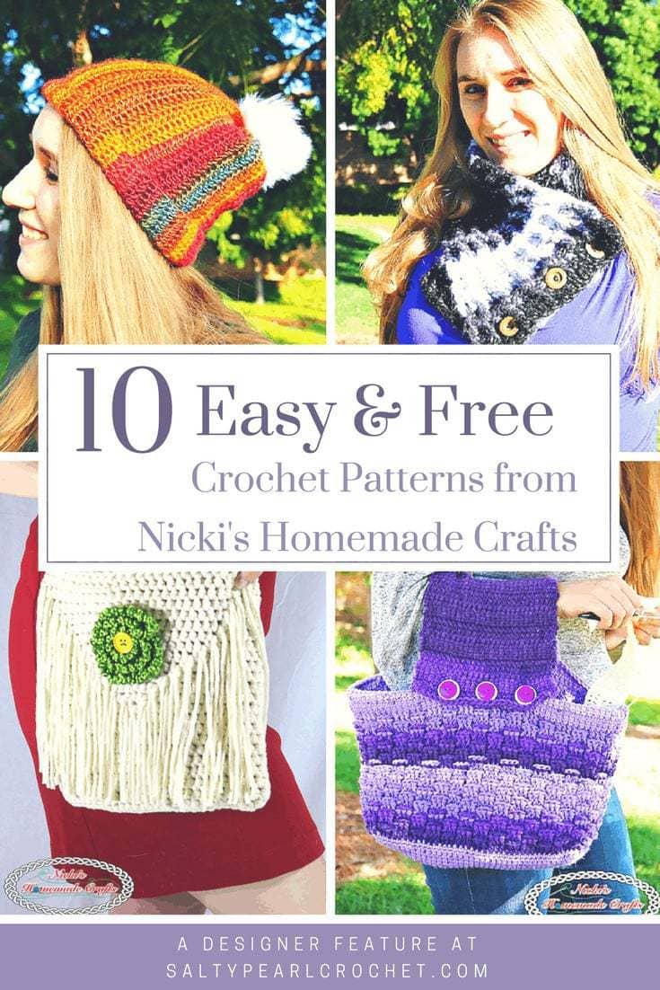 10 Easy Free Crochet Patterns by Nicki's Homemade Crafts • Salty Pearl ...