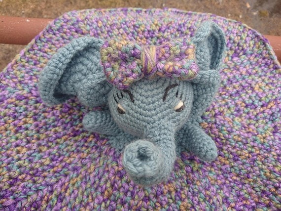 Crochet baby toy elephant lovey
