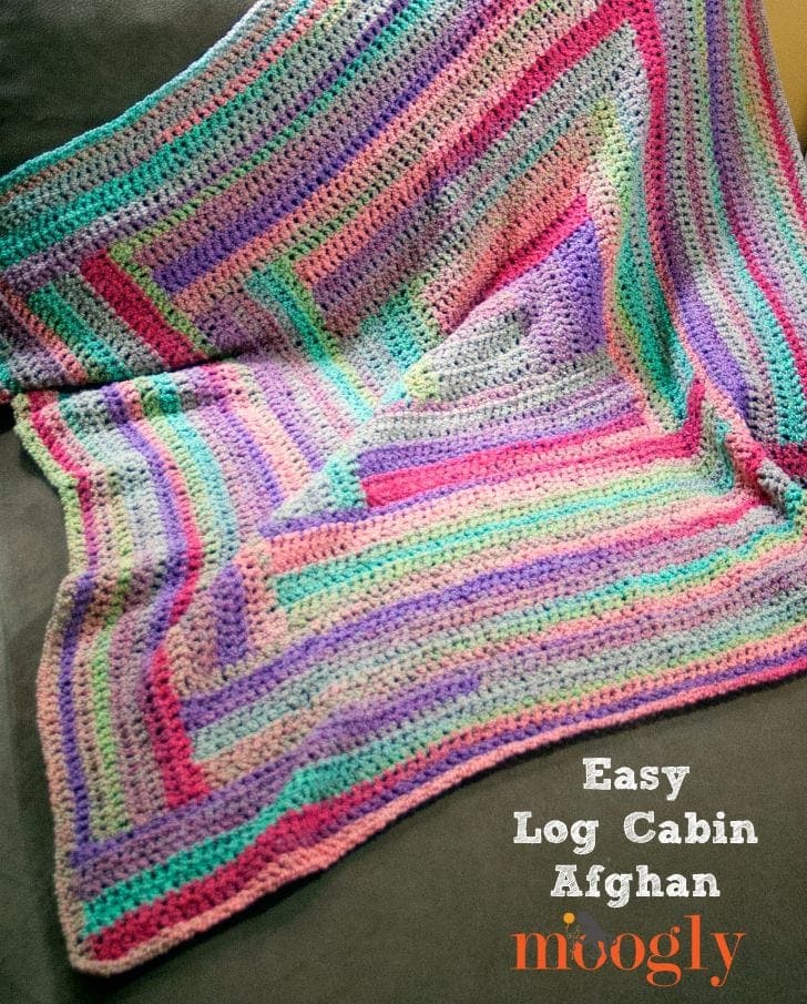 This crochet afghan pattern is super easy and mimics a log cabin quilt.