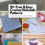 collage of crochet dishcloth patterns