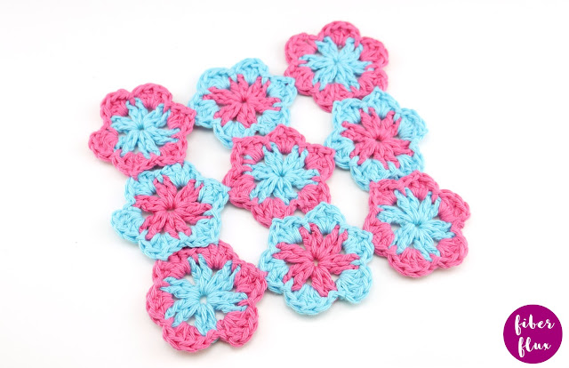 a unique crochet dishcloth pattern using 9 flowers joined together