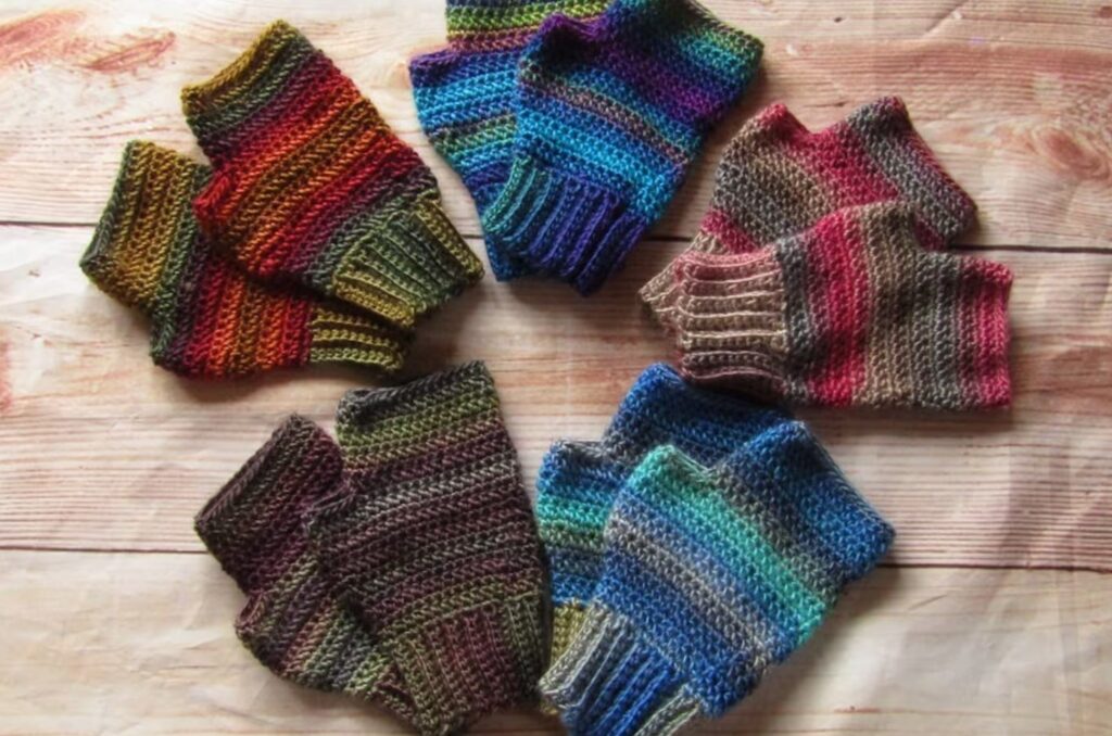 5 pairs of crochet fingerless gloves