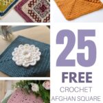 Collage of crochet afghan square patterns