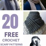 Collage of crochet scarf patterns for men