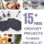 Collage of crochet patterns to make and sell at a market