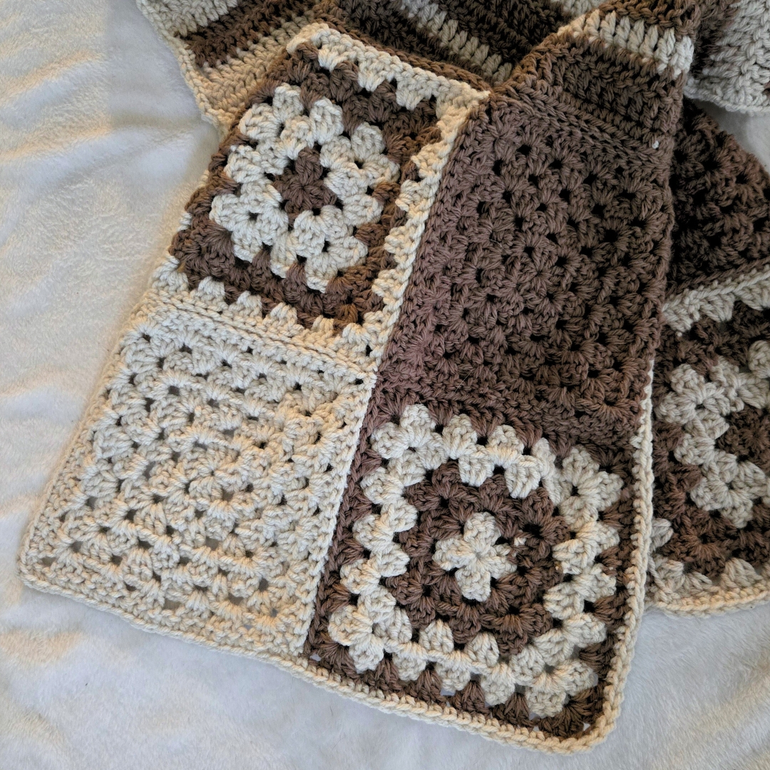 Crochet Granny Square Scarf