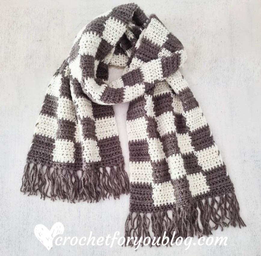 Crochet Checkered Scarf