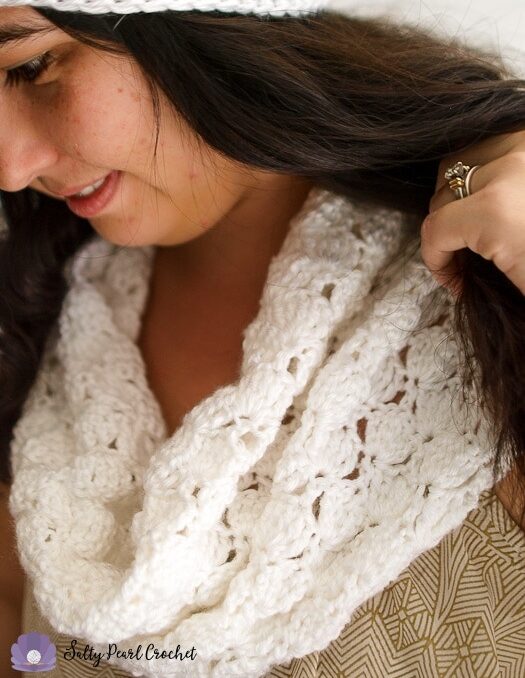 Crochet Shell Infinity Scarf