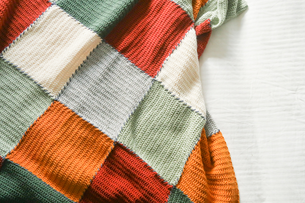 Color Block Crochet Blanket