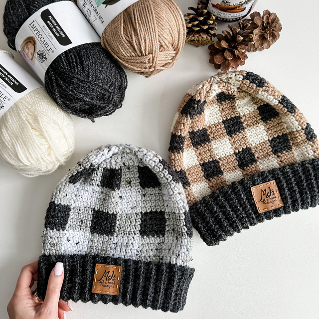 Crochet Buffalo Plaid Beanie