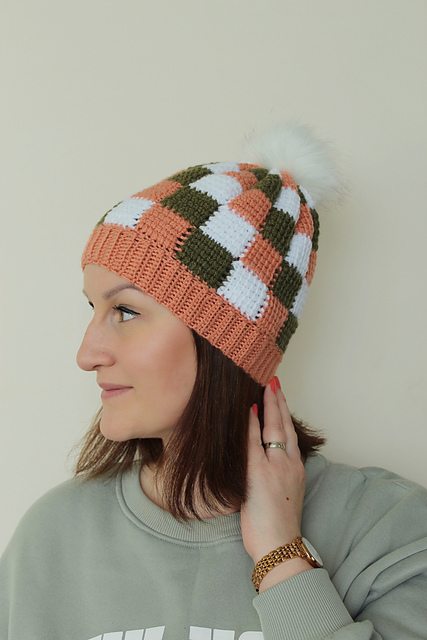 Entrelac Crochet Hat