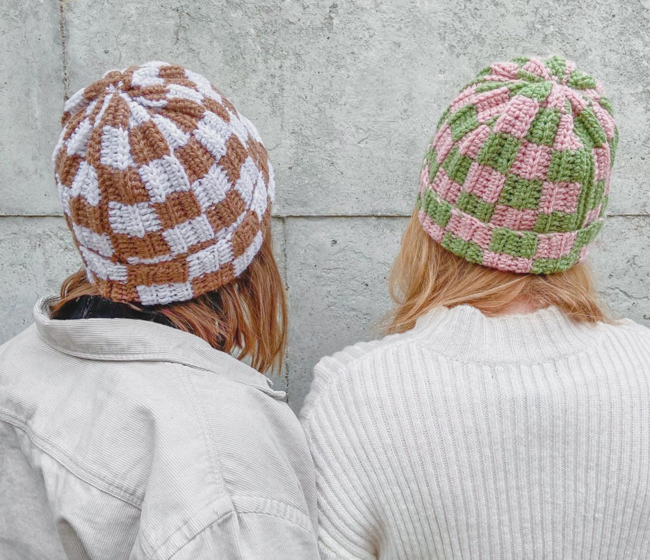 Crochet Checkered Beanie
